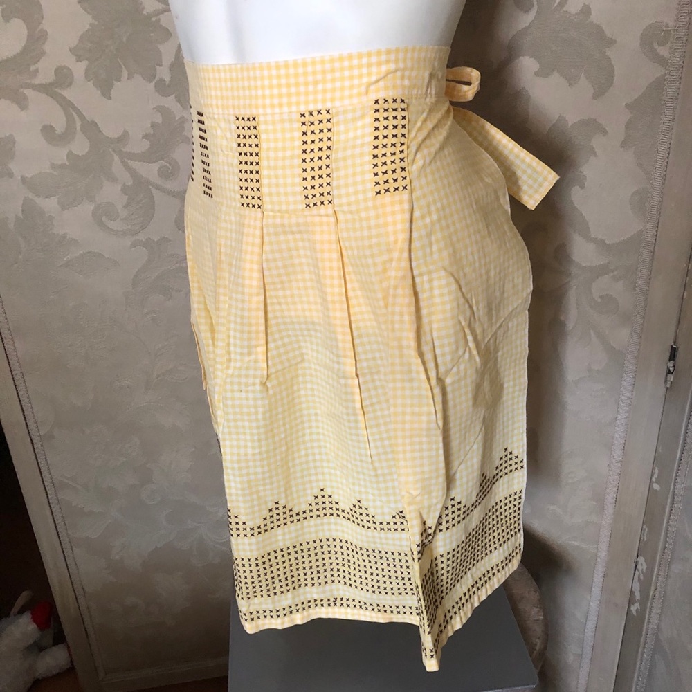 Vintage Embroidered Yellow Gingham Apron